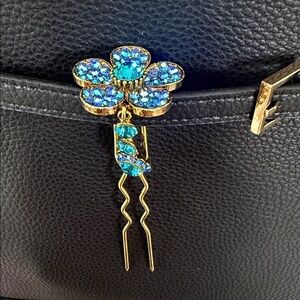 Cara NY Gold and Blue Floral Hair Pin